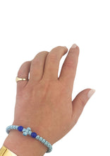 Load image into Gallery viewer, Light Blue Prayer 33 Knot Bracelet with Cross Made in Lebanon Hand Made - Adjustable Fits All
