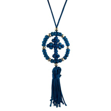 Load image into Gallery viewer, Car Cross Pendant Blue - 38 Knots - Hand Made in Lebanon
