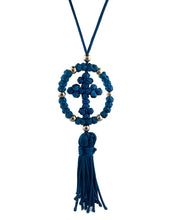 Load image into Gallery viewer, Car Cross Pendant Black - 38 Knots - Hand Made in Lebanon - High Quality, For Car Room Wall
