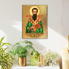 Load image into Gallery viewer, Saint Basil Wooden Gold Plated Religious Christian Sacred Icon - Inspirational Icon Decor - 85053
