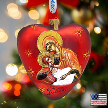 Load image into Gallery viewer, Mary and Jesus Heart Glass Ornament by G. DeBrekht - Nativity Holiday Decor - 73231
