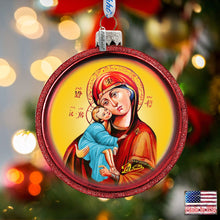 Load image into Gallery viewer, Theotokos and Christ Child Glass Ornament by G. DeBrekht
