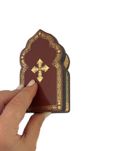 Load image into Gallery viewer, Miniature Church Dome Shape Diptych - Perpetual Help &amp; Guardian Angel - Wooden 4 Inch, Cross on the Front and Back , For Travel or Home Display
