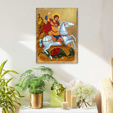 Load image into Gallery viewer, Saint George Wooden Gold Plated Religious Orthodox Sacred Icon - Inspirational Icon Decor - 85013
