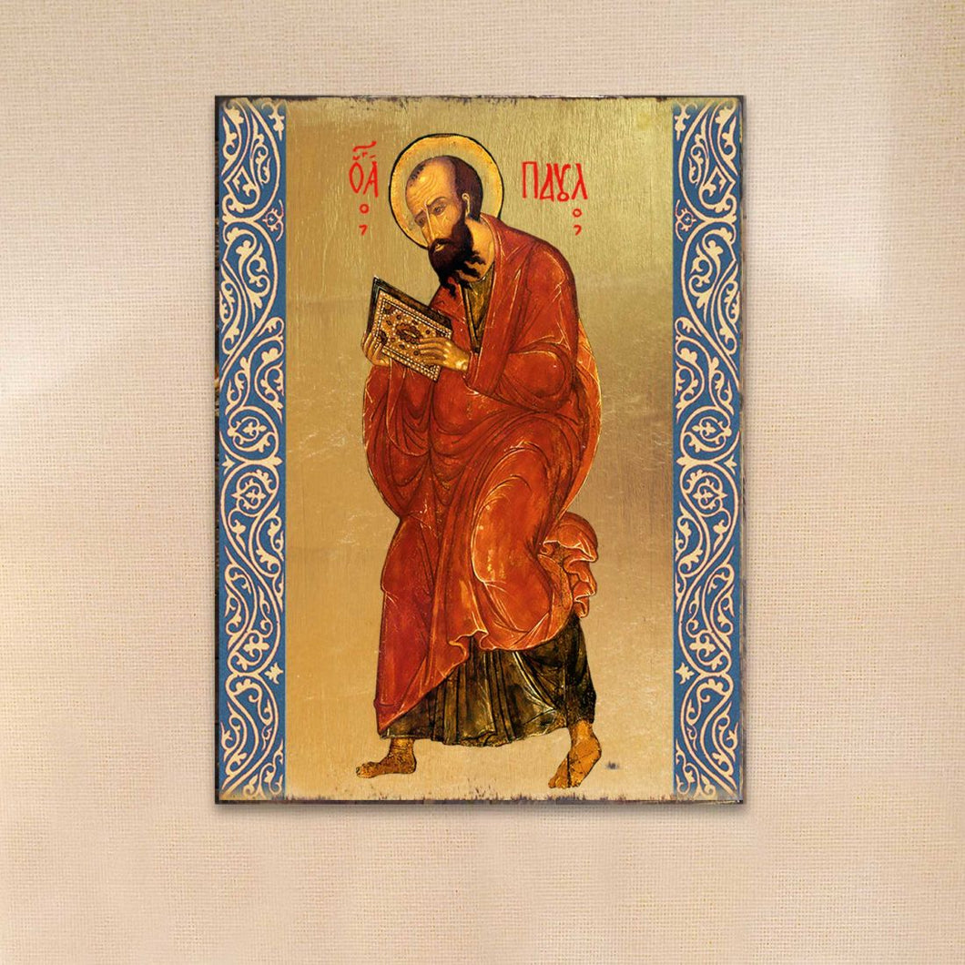 Saint Paul Wooden Gold Plated Religious Christian Sacred Icon - Inspirational Icon Decor - 85035