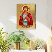 Load image into Gallery viewer, Saint Stephen Wooden Gold Plated Religious Christian Sacred Icon - Inspirational Icon Decor - 85056
