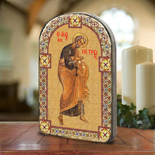 Load image into Gallery viewer, Saint Peter Wooden Gold Plated Religious Christian Sacred Icon
