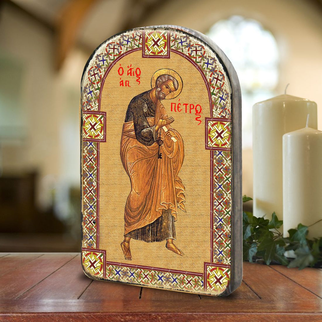 Saint Peter Wooden Gold Plated Religious Christian Sacred Icon