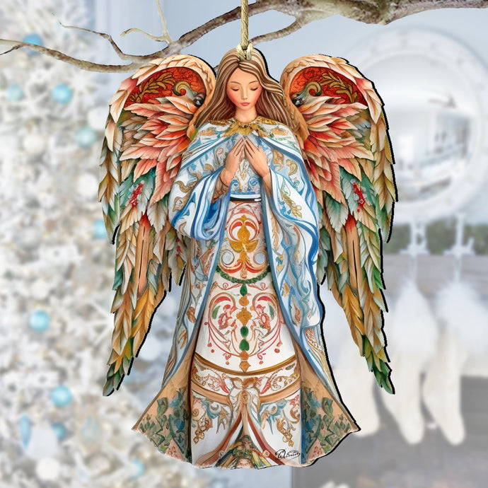 Elegant Angel of Hope Wooden Ornaments by G. DeBrekht