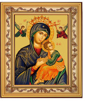 Load image into Gallery viewer, Perpetual Help Icon in Wooden Frame - Wall Hanging With Stand 7 3/4 Inch tall
