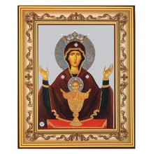 Load image into Gallery viewer, Virgin Mary Inexhaustible Cup With Christ - Orthodox Byzantine Catholic Christian - Wall Hanging With Stand - Framed  Icon in Wooden Frame  7 3/4 Inch tall
