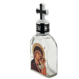 Holy Water Bottle - Glass - Icon of Virgin of Kazan - 5 inch