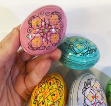 Load image into Gallery viewer, Pastel Colors  Set of 5 Colorful Ukranian Pysanky Hand Painted Wooden Eggs - Beautiful colors
