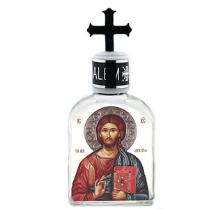 Holy Water Bottle - Glass - Icon of Christ The Teacher - 5 inch