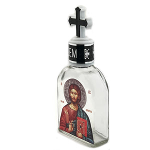 Holy Water Bottle - Glass - Icon of Christ The Teacher - 5 inch