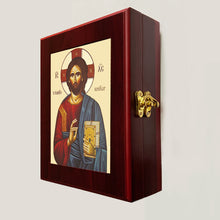 Load image into Gallery viewer, CHRIST BLESSING, PANTOCRATOR GILDED- Byzantine Greek Icon Wall Hanging Icon Box  - Prayer Ropes, Beads, Jewelry Prayer Cards Anything Sacred - Catholic Orthodox icon  Icon 7 1/2 Inch
