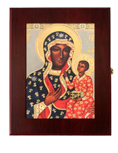 Load image into Gallery viewer, Our Lady of Czestochowa Wall Hanging or Table Icon Box- For Rosary, Prayer Ropes, Beads, Jewelry Prayer Cards Anything Sacred  7 1/2 Inch
