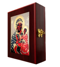 Load image into Gallery viewer, Our Lady of Czestochowa Wall Hanging or Table Icon Box- For Rosary, Prayer Ropes, Beads, Jewelry Prayer Cards Anything Sacred  7 1/2 Inch
