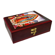 Load image into Gallery viewer, Our Lady of Guadalupe Icon Framed in WALL Hanging Or TABLE  Box - Prayer Ropes, Beads, Jewelry Prayer Cards Anything Sacred - Catholic Orthodox icon  Icon 7 1/2 Inch
