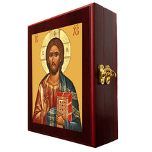 Load image into Gallery viewer, Christ The Teacher GOLD FOIL  Icon Framed in WALL Hanging Or TABLE  Box - Prayer Ropes, Beads, Jewelry Prayer Cards Anything Sacred - Catholic Orthodox icon  Icon 7 1/2 Inch
