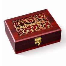 Load image into Gallery viewer, Three Bar Cross Wooden Icon Box Keepsake For Prayer Beads Rosary Jewelry -  Anything Sacred 7 1/2 Inch - Table or Wall Hanging
