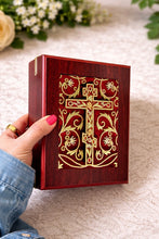 Load image into Gallery viewer, Three Bar Cross Wooden Icon Box Keepsake For Prayer Beads Rosary Jewelry -  Anything Sacred 7 1/2 Inch - Table or Wall Hanging
