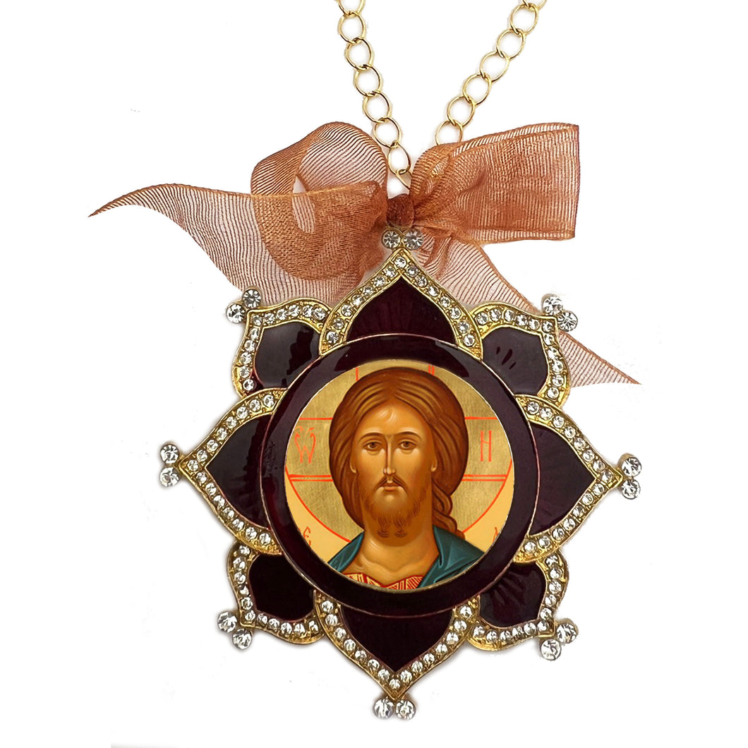 Faberge Style Icon Pendant Ornament Christ The Teacher