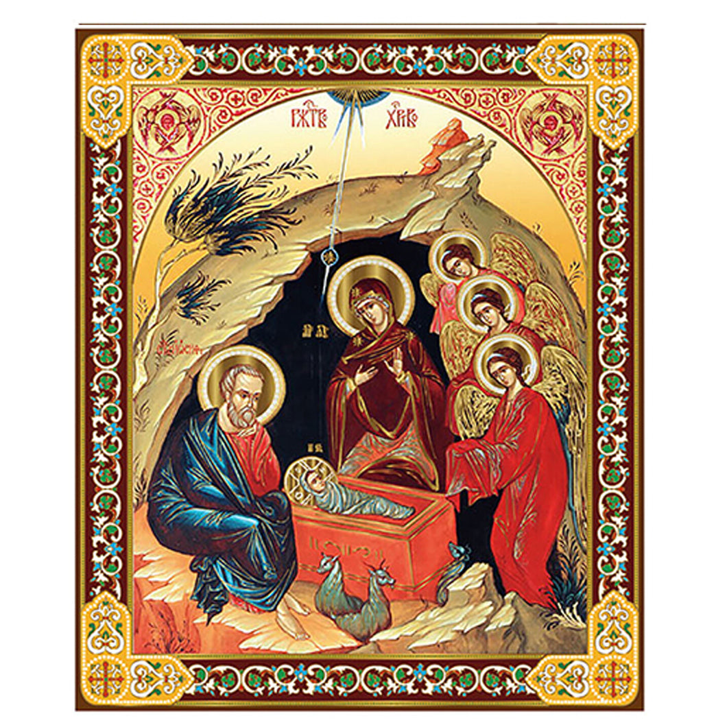 Nativity of Christ Gold Foil Mini Wooden Icon