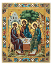 Load image into Gallery viewer, Holy Trinity - Old Testament Trinity - Gold Foil Wooden Icon 7 1/2 inch, Wall Hanging &amp; Standing
