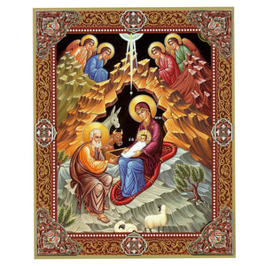 Nativity of Christ Gold Foil Mini Wooden Icon