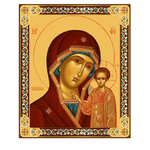 Load image into Gallery viewer, Virgin of Kazan - Gold Foil Wooden Icon 9 3/8"x8" inch, Wall Hanging &amp; Standing
