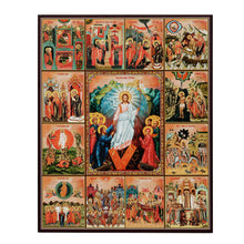 Load image into Gallery viewer, Resurrection of Christ Feast Days Lifting up Of Adam and Eve Gold Foil Wooden Icon 9 3/8"x8" inch, Wall Hanging &amp; Standing
