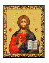Load image into Gallery viewer, Christ The Teacher Icon Gold Foil Wooden Icon 3 inch, Gold foil Cross on the Back Side
