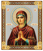 Load image into Gallery viewer, Virgin Mary Softener of Evil Hearts Gold Foil Wooden Icon 9 3/8"x8" inch, Wall Hanging &amp; Standing
