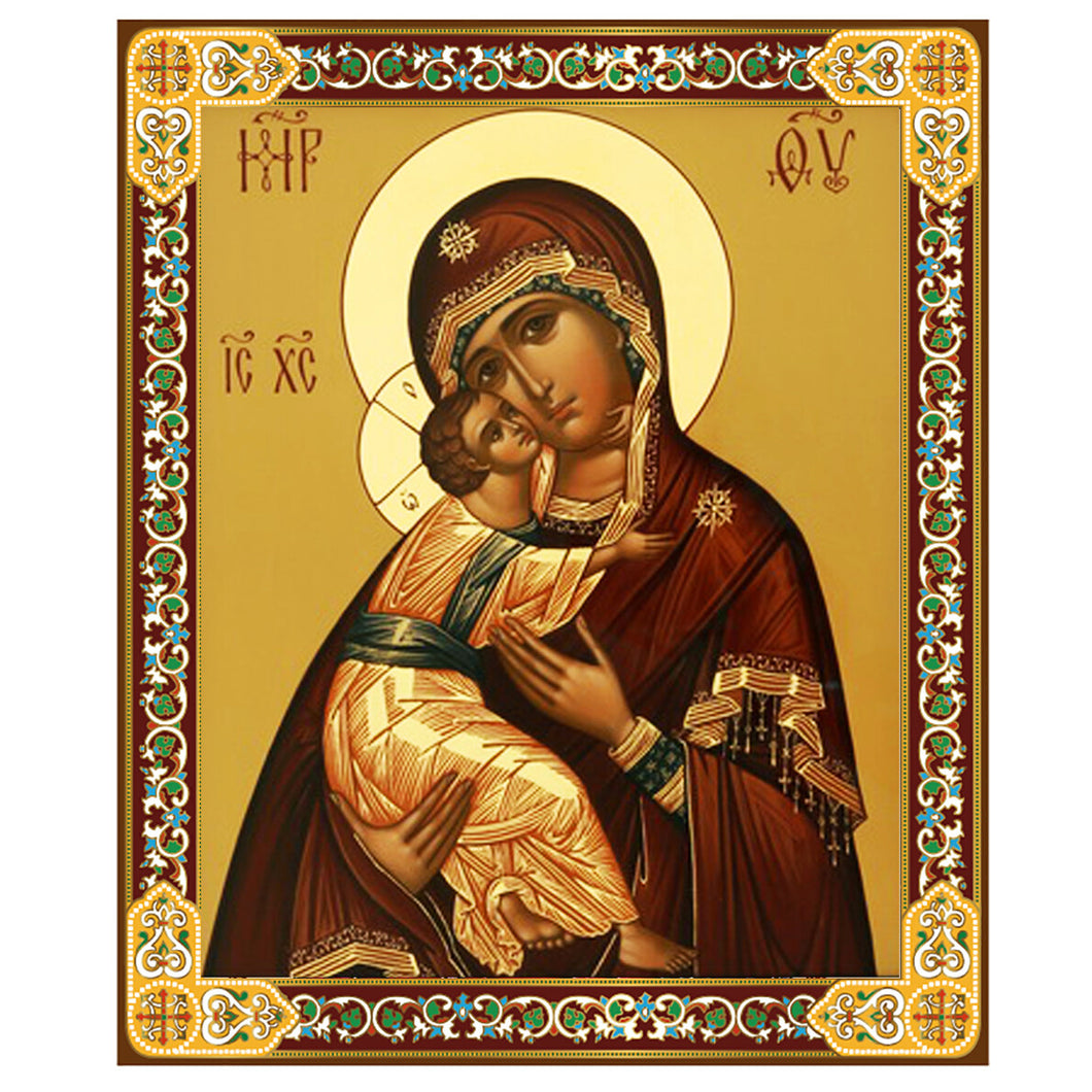 Virgin of Vladimir Gold Foil Mini Wooden Icon