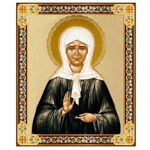 Saint Matrona Gold Foil Mini Wooden Icon