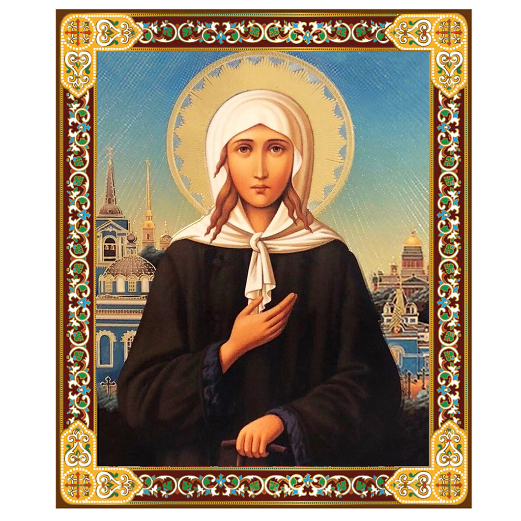St Xenia Gold Foil Mini Wooden Icon