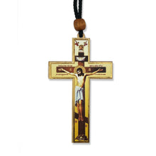 Load image into Gallery viewer, Small Crucifix Wooden Cross On Rope For Hanging in Car or Wall
