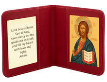 Load image into Gallery viewer, Travel Prayer Book - Traveling Faith: Christ Icon with Prayer in Leatherette Wallet Case
