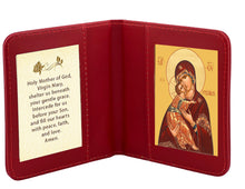 Load image into Gallery viewer, Virgin of Vladimir - Travel Prayer Book - Traveling Faith: Virgin Mary Icon with Prayer in Leatherette Wallet Case
