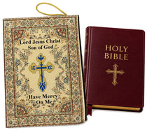 Load image into Gallery viewer, Jesus Prayer Bible Cover Pouch with Matching Bookmark – Set of 2, Three-Bar Cross, ICXC Dove, “Lord Jesus Christ, Son of God, Have Mercy on Me”
