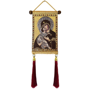 Virgin of Vladimir & Christ Tapestry Icon Set