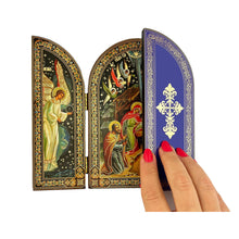 Load image into Gallery viewer, Nativity Icon Triptych With Archangels - Gold Foil
