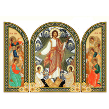 Load image into Gallery viewer, Resurrection of Christ With Saint Seraphim Angels - On The Doors Angels - Gold Foil
