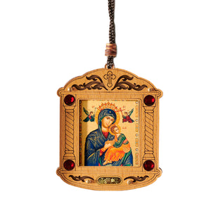 Perpetual Help Gold Foil Wooden Icon Ornament