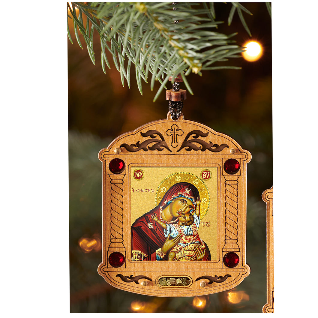 Sweet Kissing Gold Foil Wooden Icon Ornament