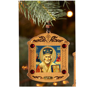 St. Nicholas Wooden Icon Ornament