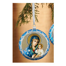 Load image into Gallery viewer, Virgin Mary Eternal Bloom  Religious Round Christmas Ornament - Not Breakable  4 3/4 Inch - Comes With Ribbon to Hang
