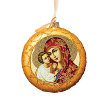 Load image into Gallery viewer, Traditional Byzantine Icon of the Virgin Mary Ornament  4 3/4 Inch
