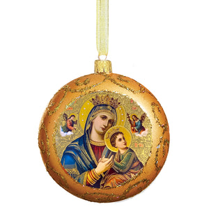 Traditional Byzantine Icon of Perpetual Help Ornament  4 3/4 Inch